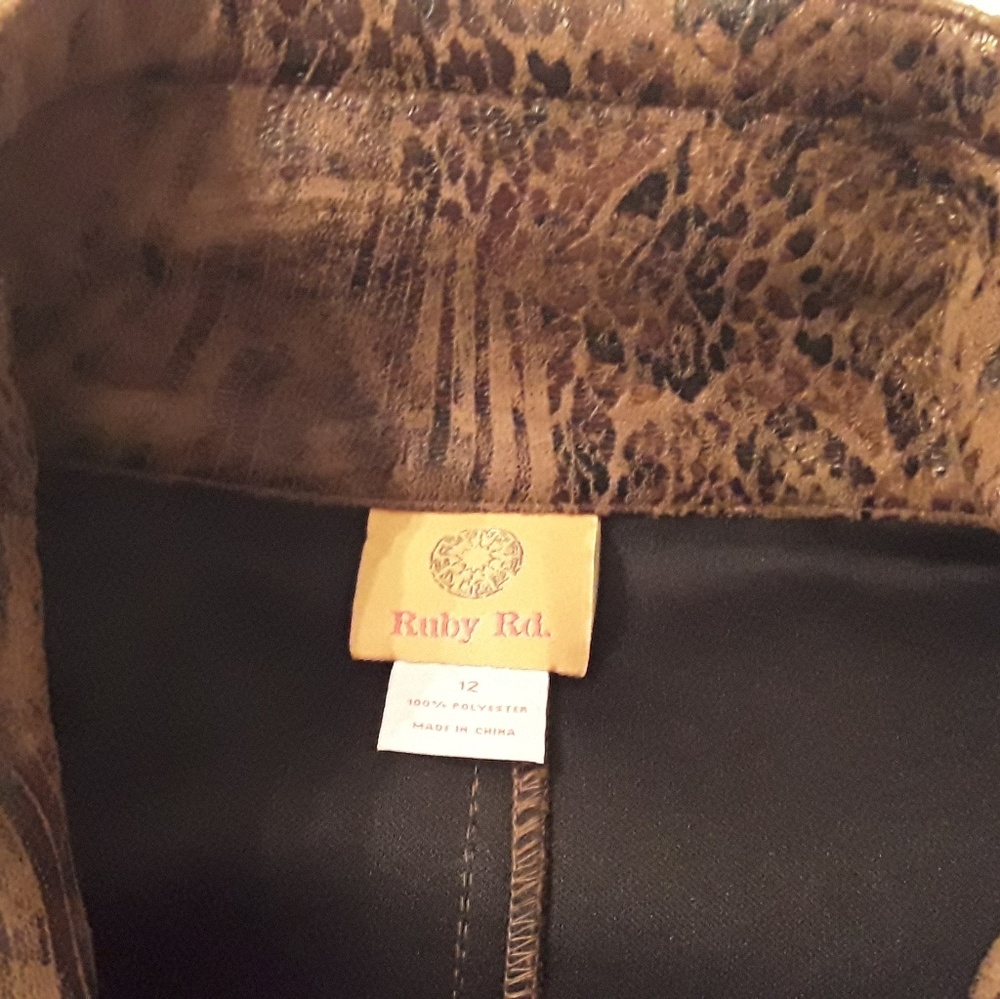 Ruby Rd Contemporary Jacket, Black /Brown Size 12 - image 7